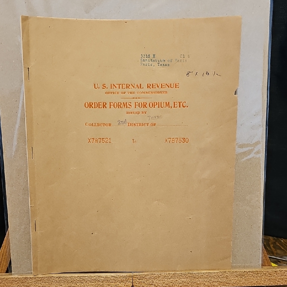 Vintage 100 Year Old U.S. Internal Revenue Order Forms For Opium